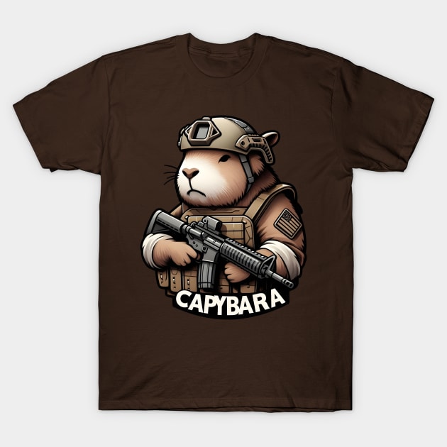 tactical capybara T-Shirt by Rawlifegraphic